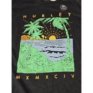 Hurley Palm Tree Sunset Mens XXL Short Sleeve‎ Black Graphic T Shirt 2XL NWT